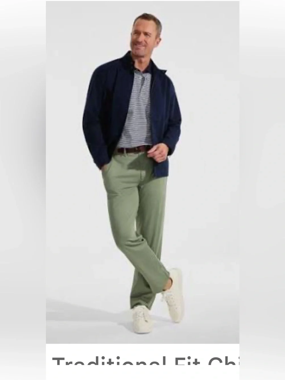 nwt Lands End no iron traditional fit chino size 35 flat/plain front